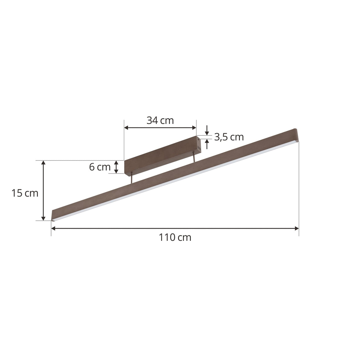 Smart LED-taklampe Mylosh CCT dimbar brun 110 cm montert i rom