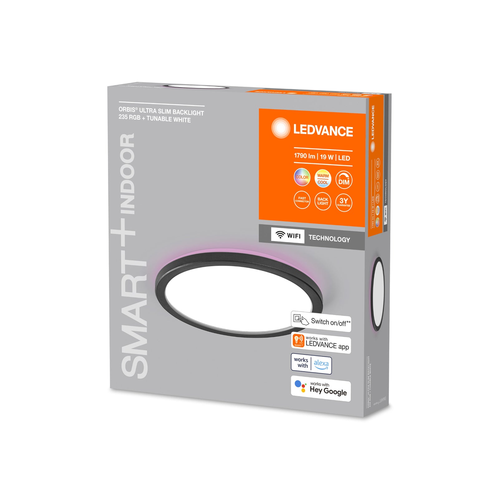 Detalj av Smart LED-taklampe Orbis Ultra Slim WiFi Ø24 cm ramme