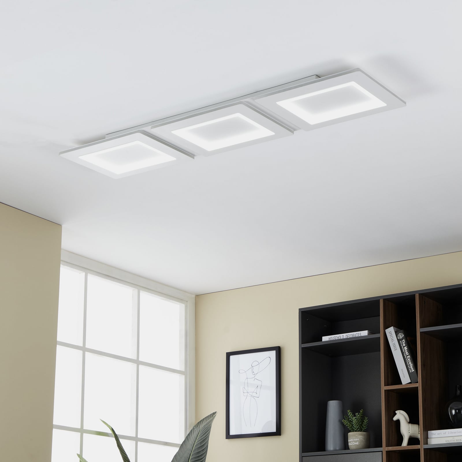 Smart LED-taklampe Padrogiano-Z 3-lys RGB CCT 120x30 cm bakside