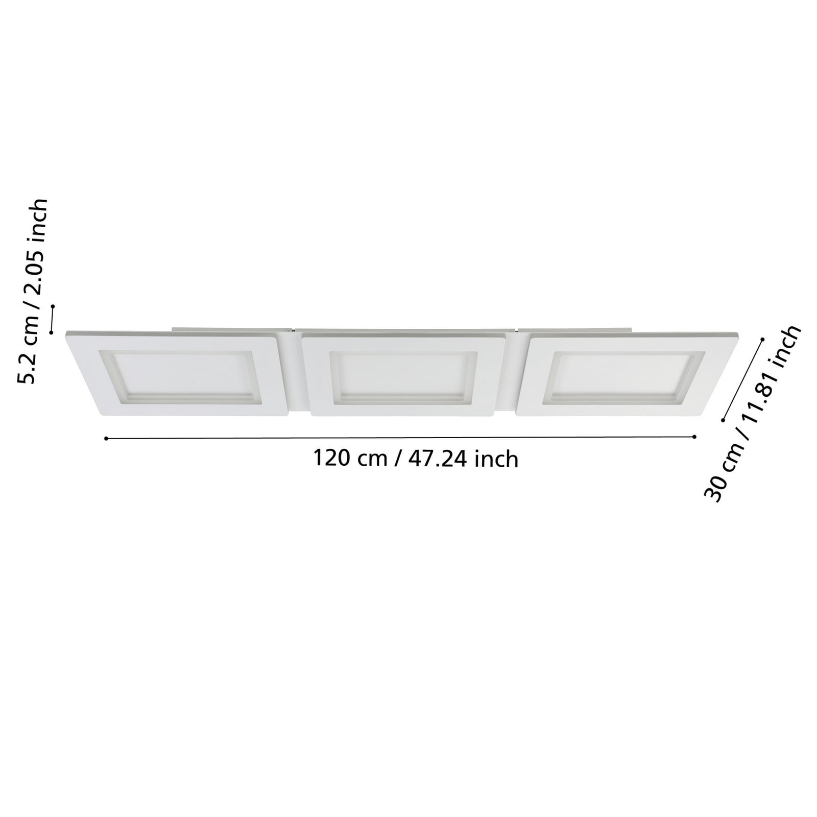 Detalj av Smart LED-taklampe Padrogiano-Z 3-lys RGB CCT 120x30 cm