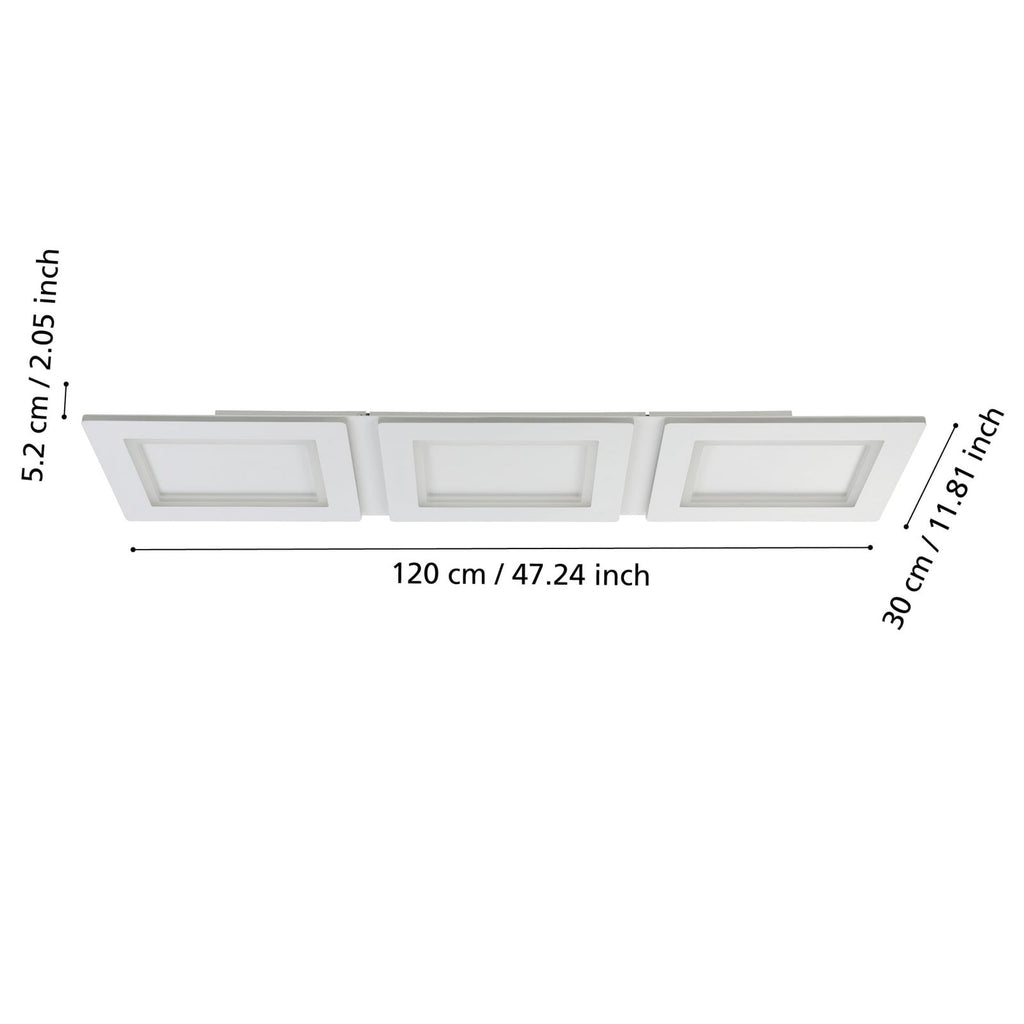 Detalj av Smart LED-taklampe Padrogiano-Z 3-lys RGB CCT 120x30 cm