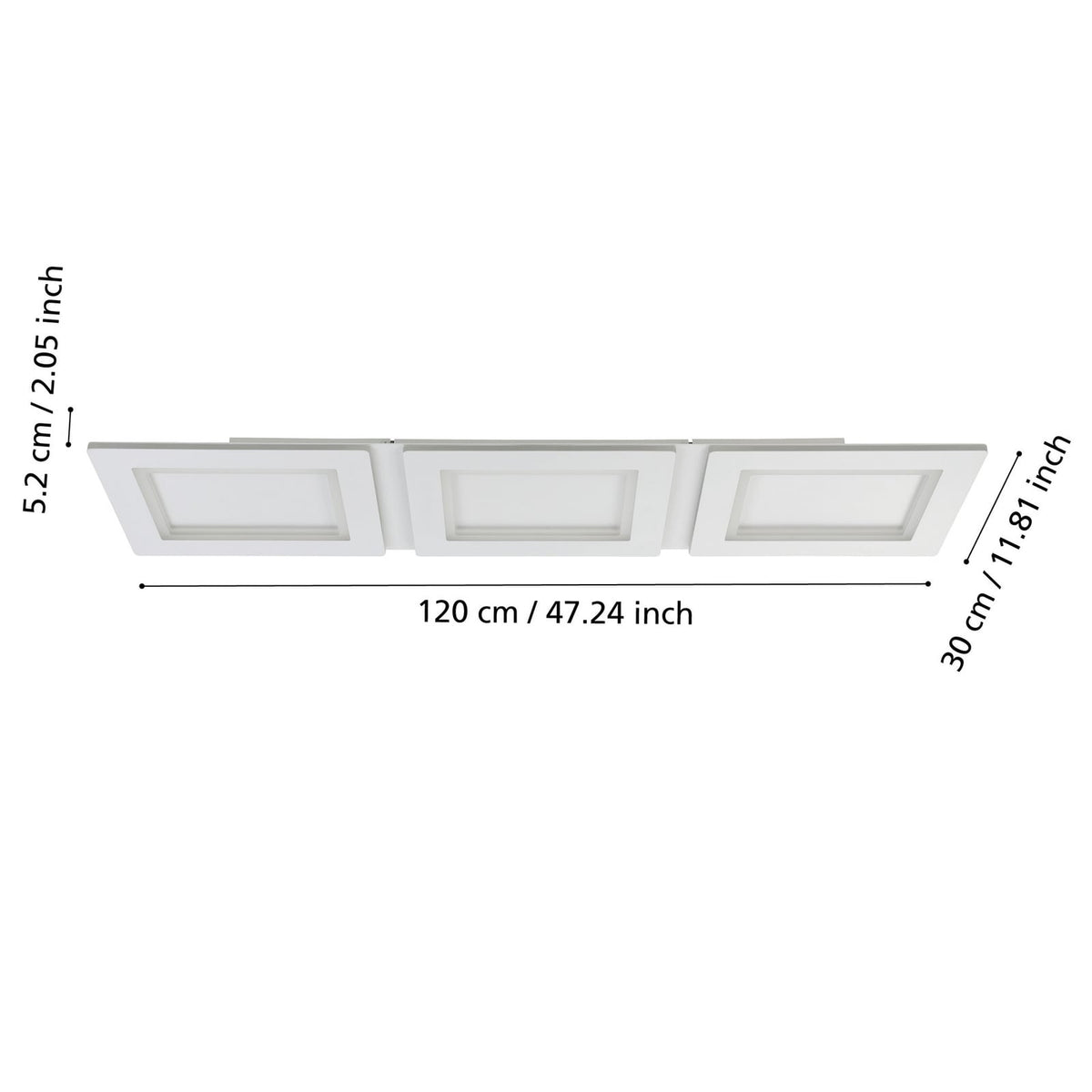 Detalj av Smart LED-taklampe Padrogiano-Z 3-lys RGB CCT 120x30 cm