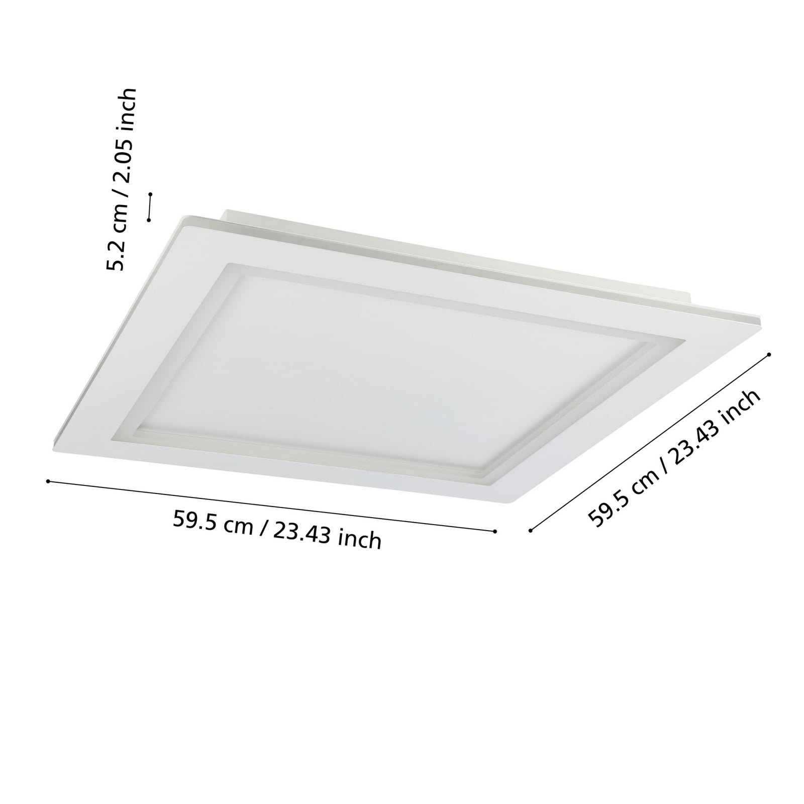 Detalj av Smart LED-taklampe Padrogiano-Z hvit RGB CCT 60x60 cm