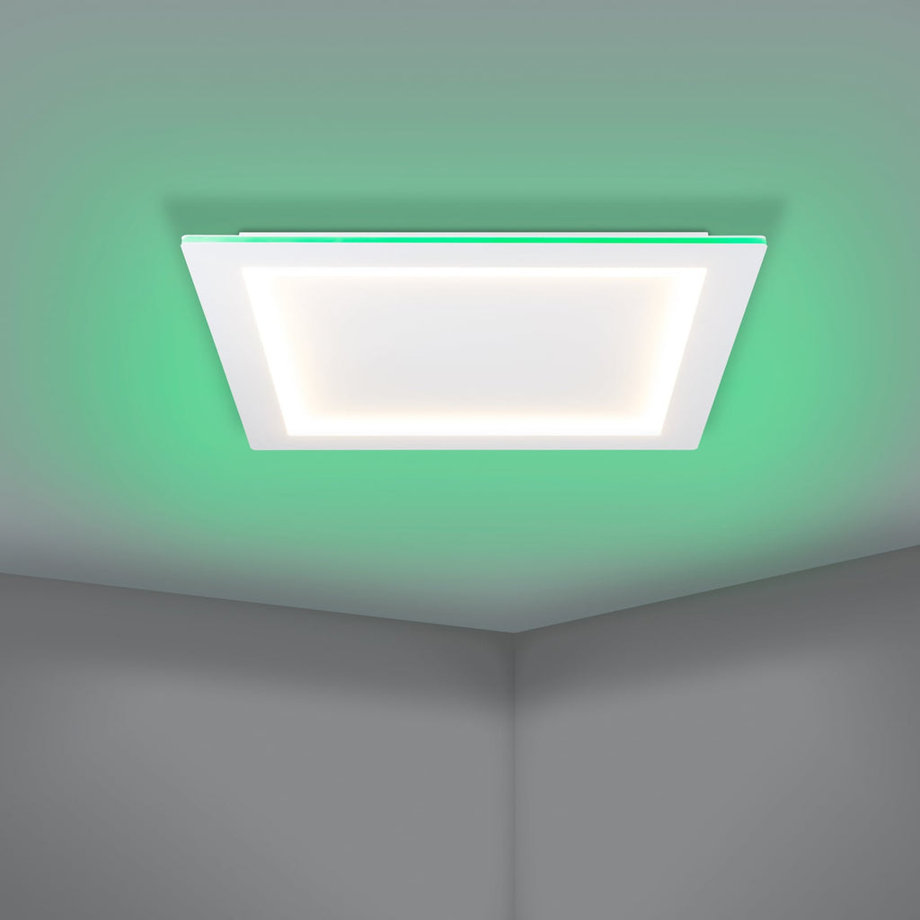 Nærbilde av Smart LED-taklampe Padrogiano-Z hvit RGB CCT 60x60 cm