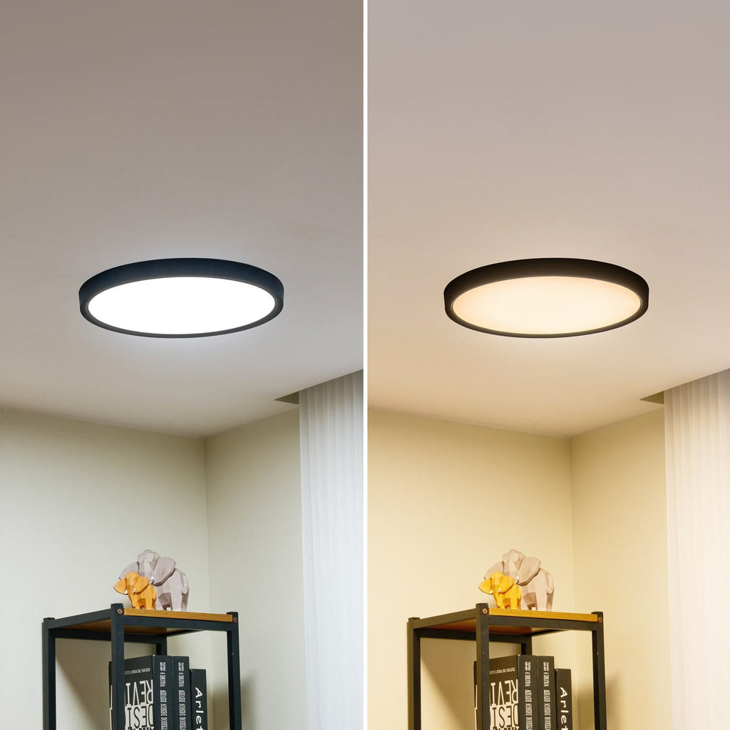 Smart LED-taklampe Pravin dimbar CCT Ø40 cm svart appstyring
