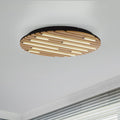 Smart LED taklampe Q-Akustik tre/svart dimbar Ø60 cm forfra