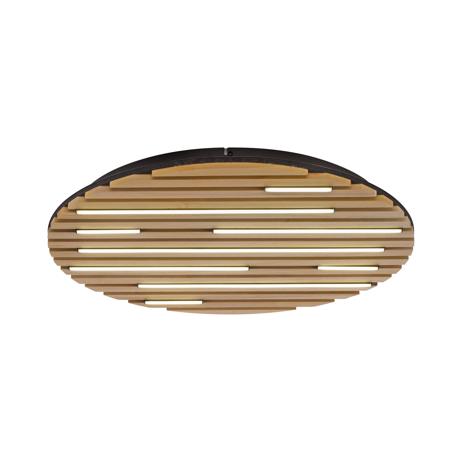 Smart LED taklampe Q-Akustik tre/svart dimbar Ø60 cm nærbilde LED