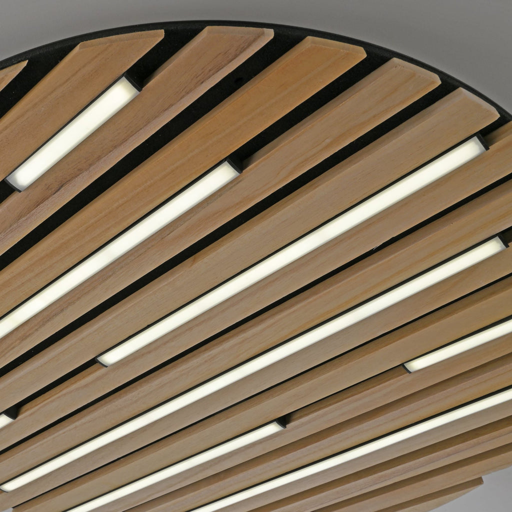Smart LED taklampe Q-Akustik tre/svart dimbar Ø60 cm fjernkontroll