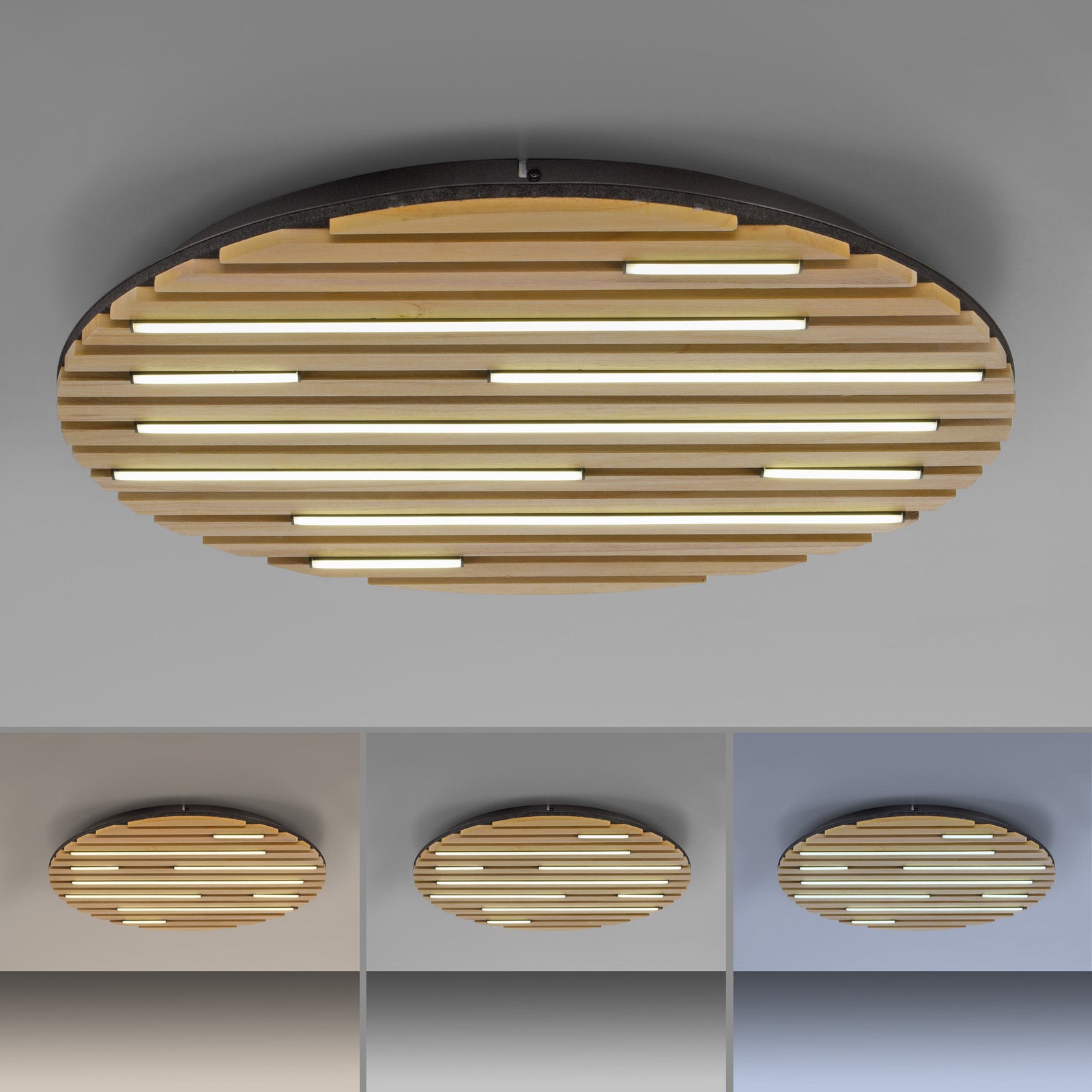 Smart LED taklampe Q-Akustik tre/svart dimbar Ø60 cm ZigBee logo
