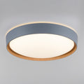 Smart LED-taklampe Q-EMILIA grå/tre Ø50 cm forfra