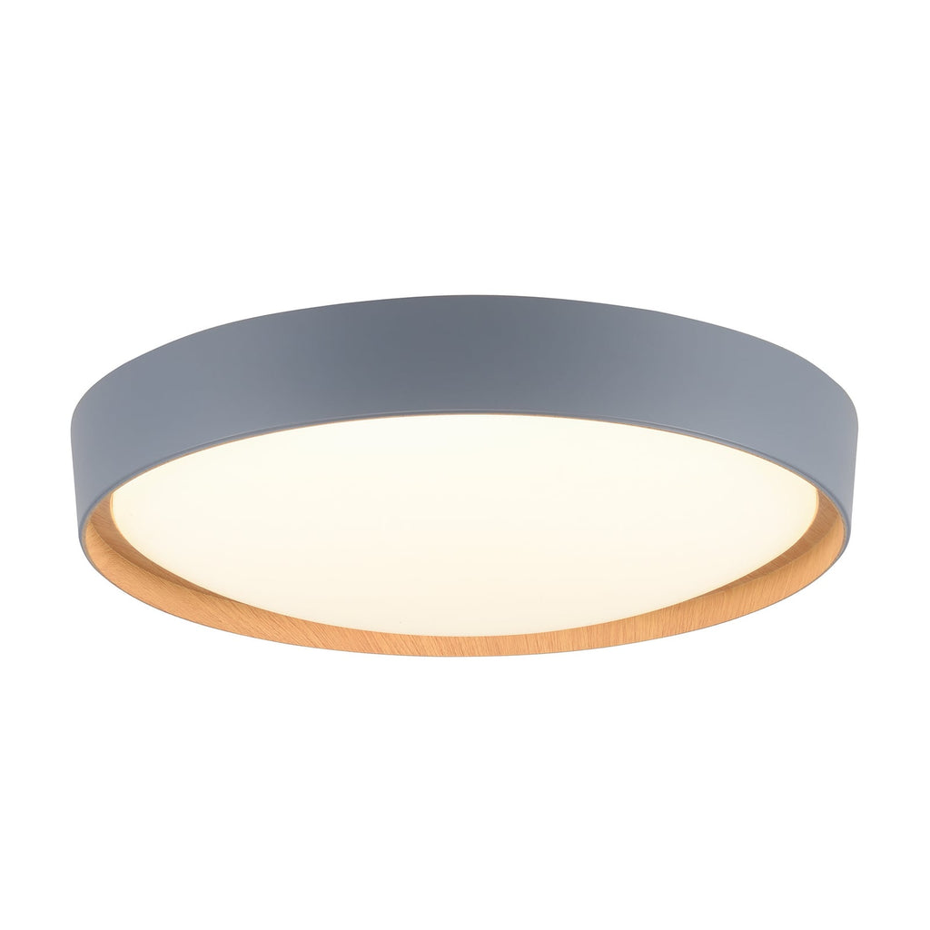Smart LED-taklampe Q-EMILIA grå/tre detalj av treinnlegg