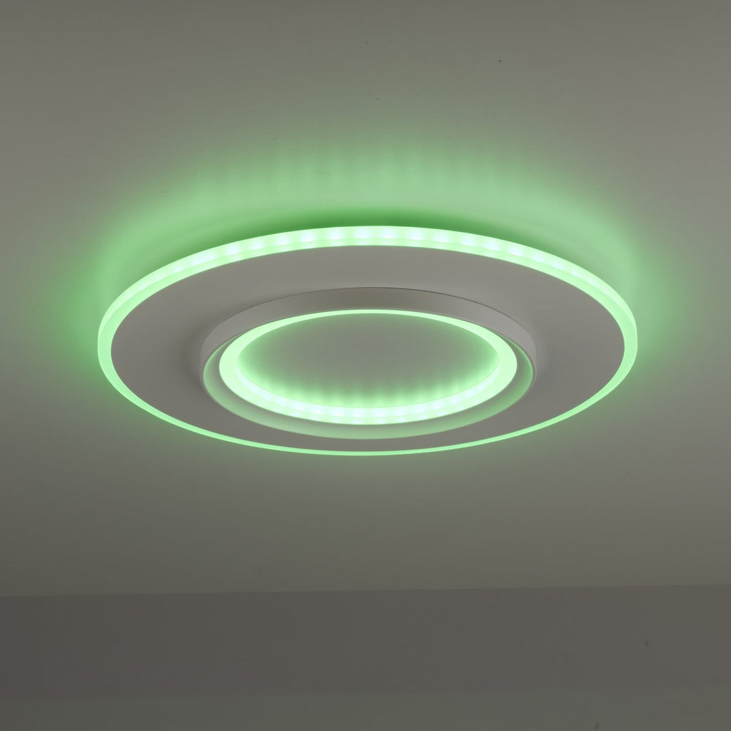Nærbilde av LED-detaljer på Smart LED taklampe Q-Kalina dimbar CCT RGB hvit Ø50 cm