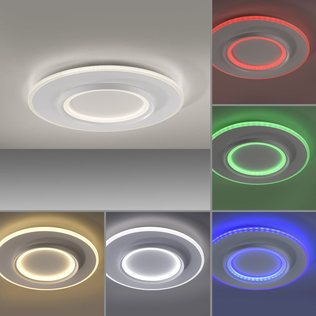 Smart LED taklampe Q-Kalina dimbar CCT RGB hvit Ø50 cm lysfargevalg