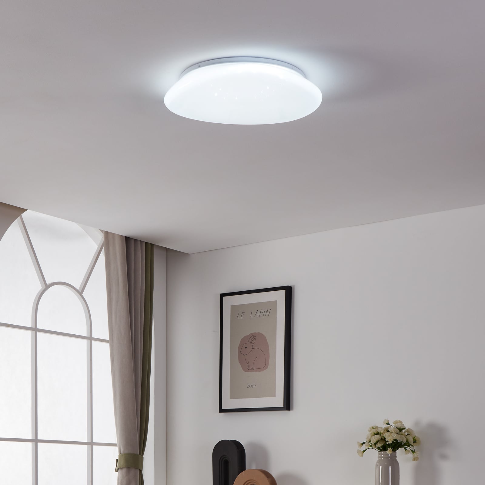 Nærbilde av krystalleffekt på Smart LED-taklampe Sileras-Z
