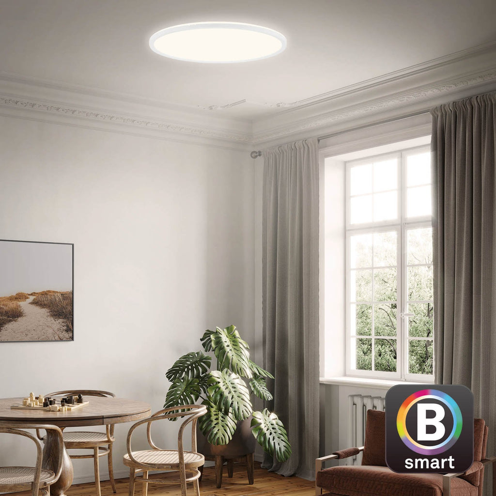 Smart LED-taklampe Slim S dimbar CCT hvit Ø45 cm front