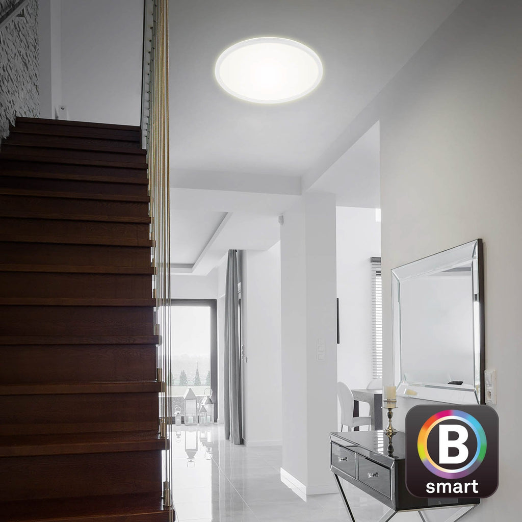 Smart LED-taklampe Slim S dimbar CCT hvit Ø45 cm bakside