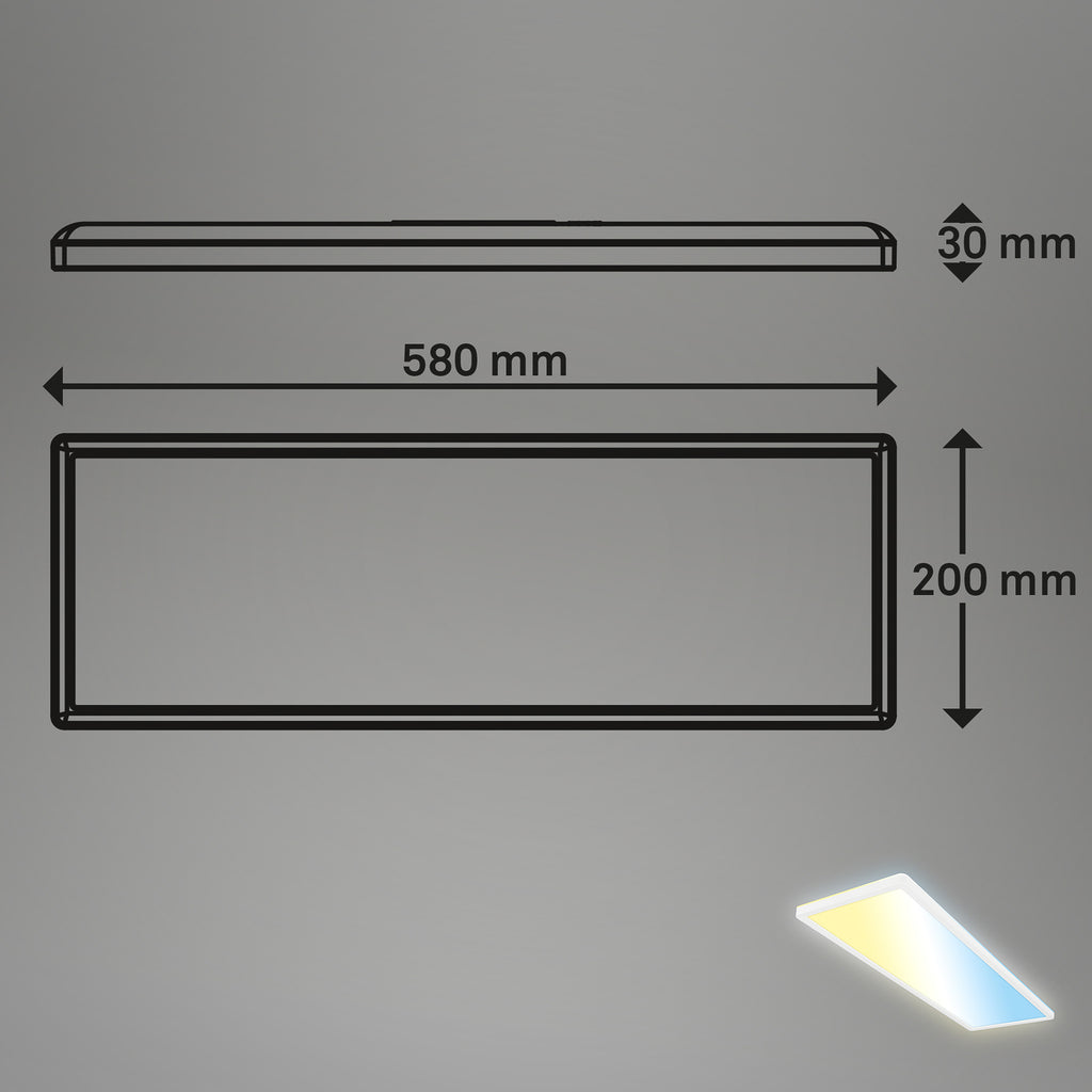 Smart LED-taklampe Tava 58x20 cm CCT dimbar med fjernkontroll bakside