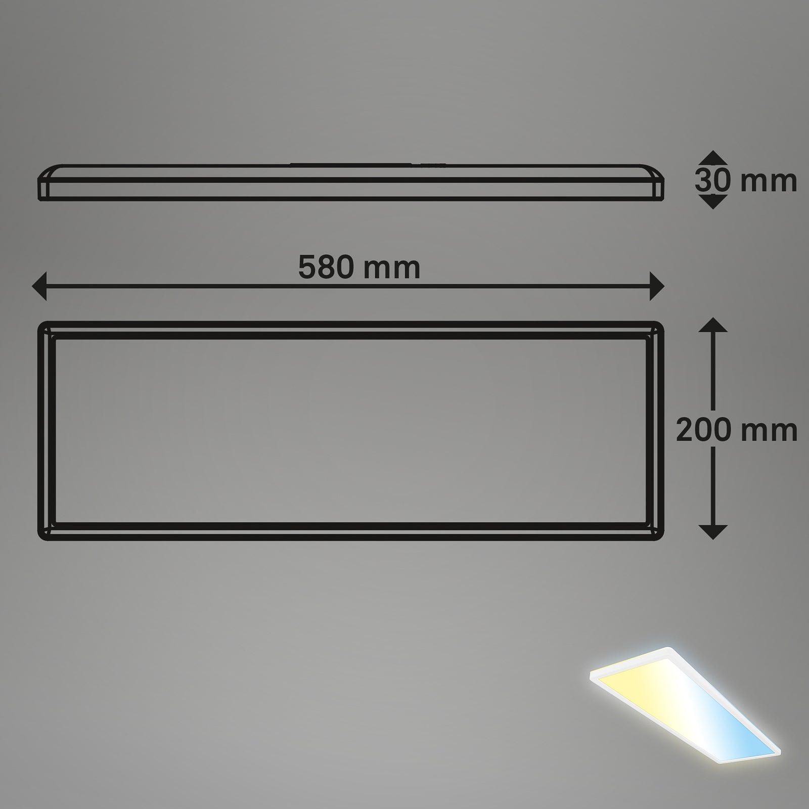 Smart LED-taklampe Tava 58x20 cm CCT dimbar med fjernkontroll bakside