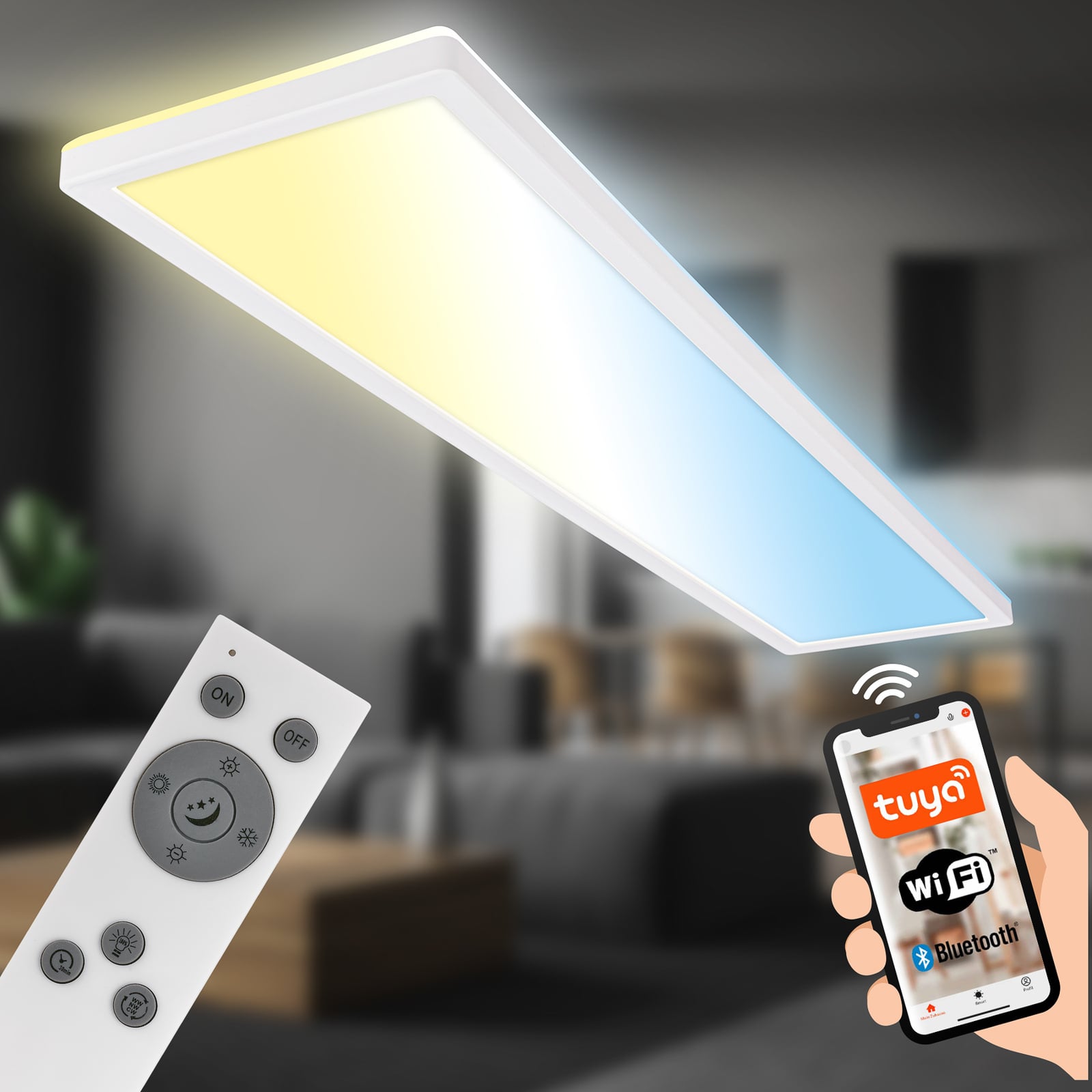 Smart LED taklampe Tava CCT dimbar hvit matt nærbilde av LED-lys