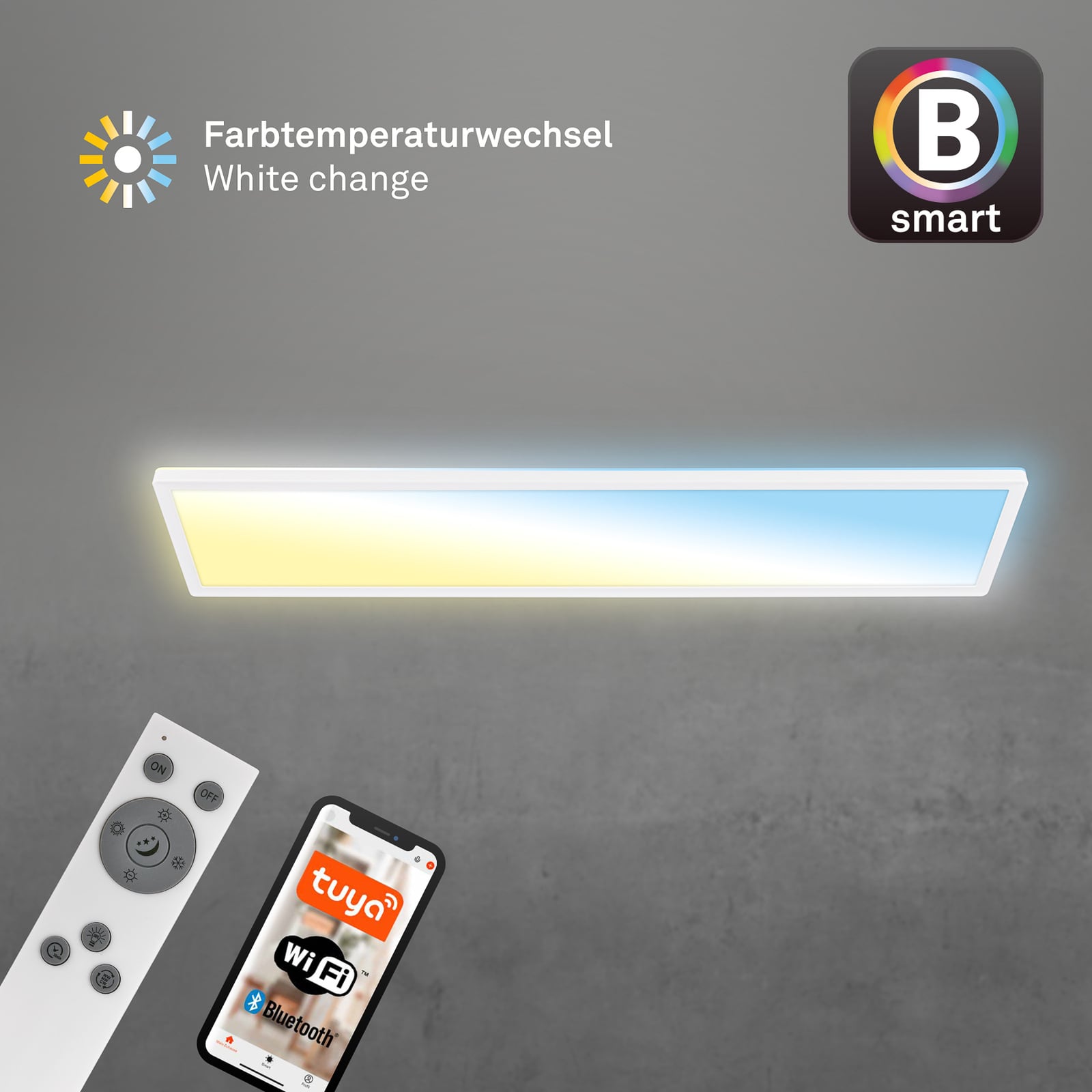 Smart LED taklampe Tava CCT dimbar hvit matt med app-styring