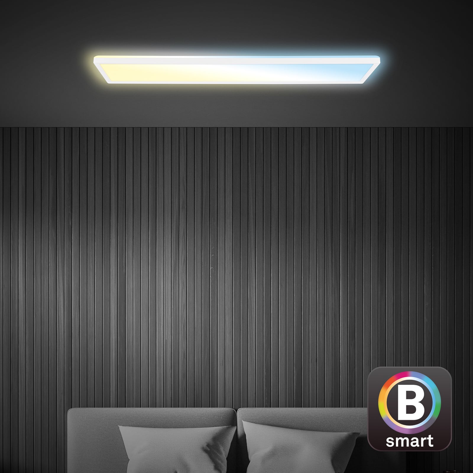 Smart LED taklampe Tava CCT dimbar hvit matt fjernkontroll i bruk