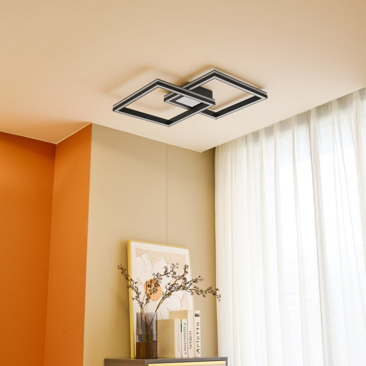 Smart LED-taklampe Tjado dimbar RGB CCT 85x57 cm svart bakside