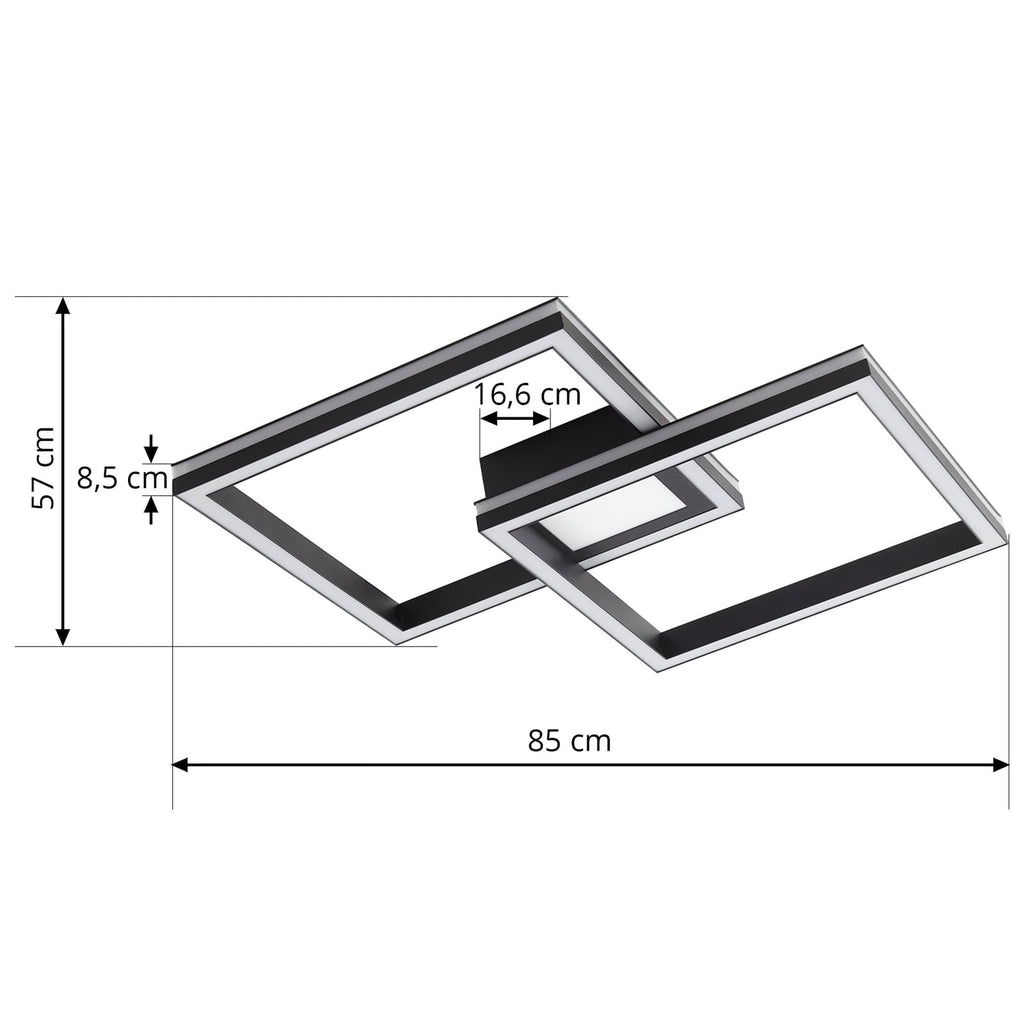 Smart LED-taklampe Tjado dimbar RGB CCT 85x57 cm svart montert