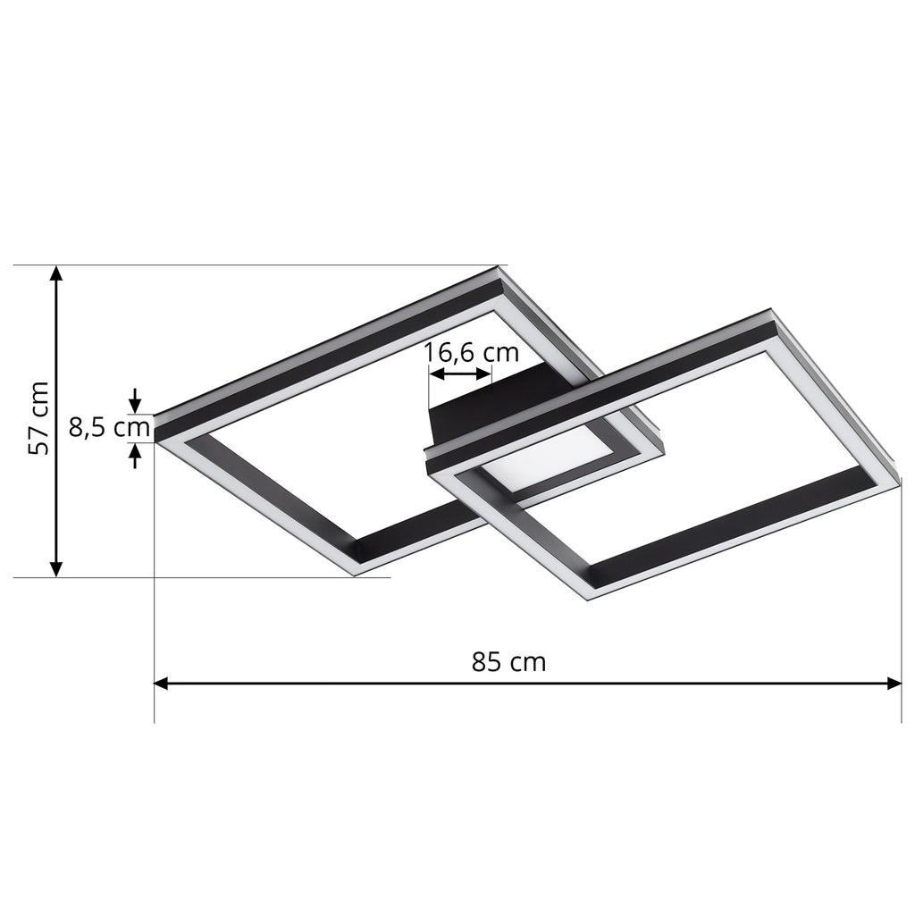 Smart LED-taklampe Tjado dimbar RGB CCT 85x57 cm svart montert