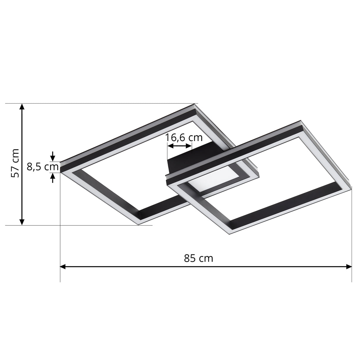 Smart LED-taklampe Tjado dimbar RGB CCT 85x57 cm svart montert