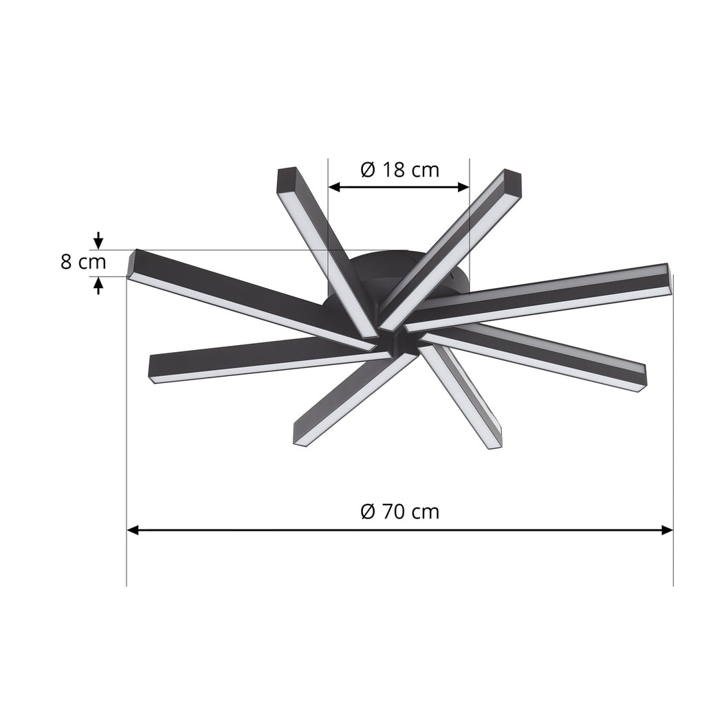 Smart LED-taklampe Tjado svart detalj
