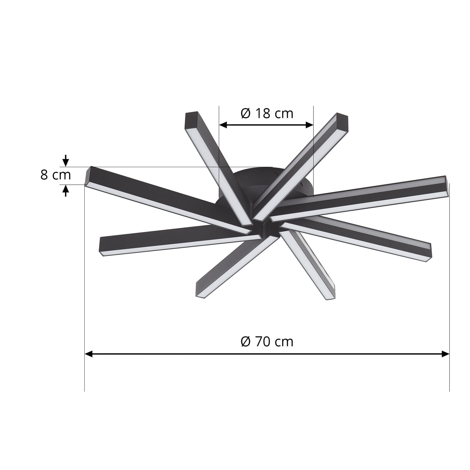 Smart LED-taklampe Tjado svart detalj
