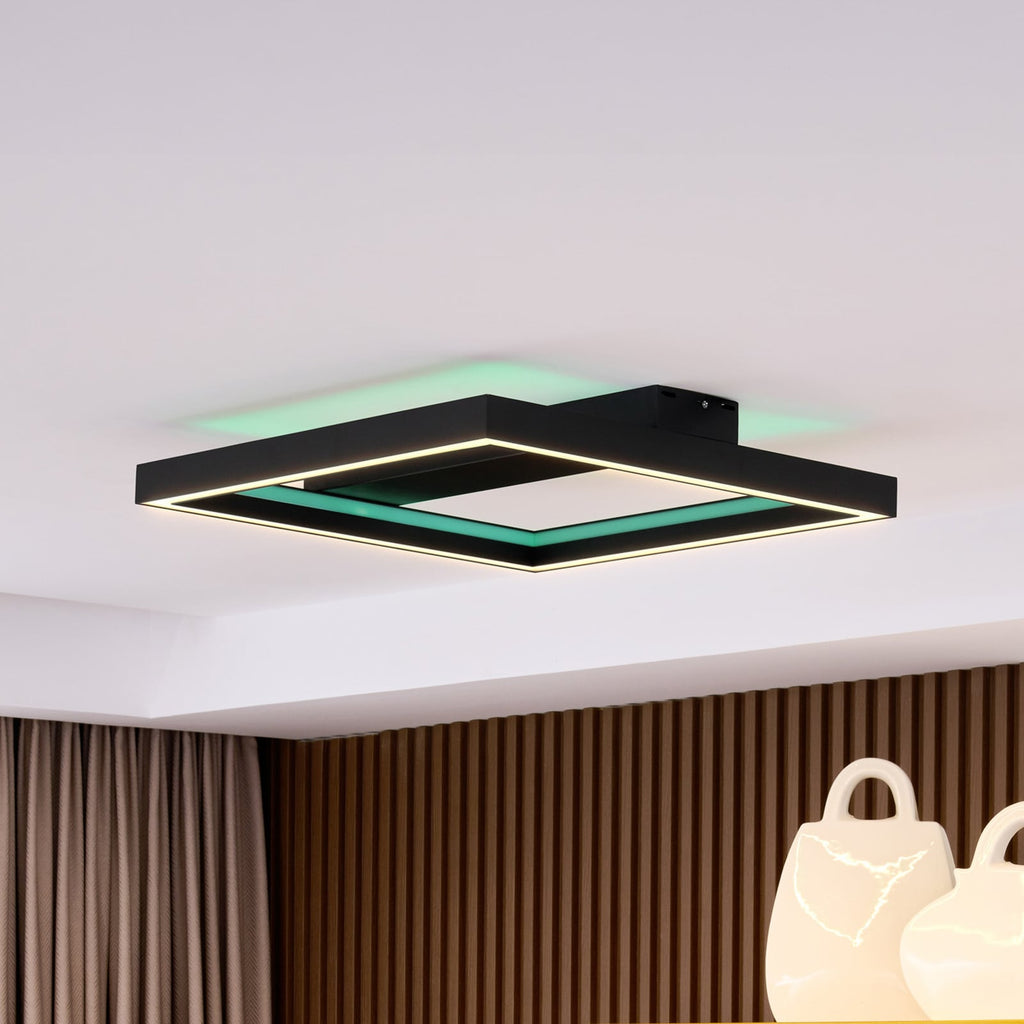 Smart LED taklampe Tjado svart RGBW dimbar 50 cm sett forfra