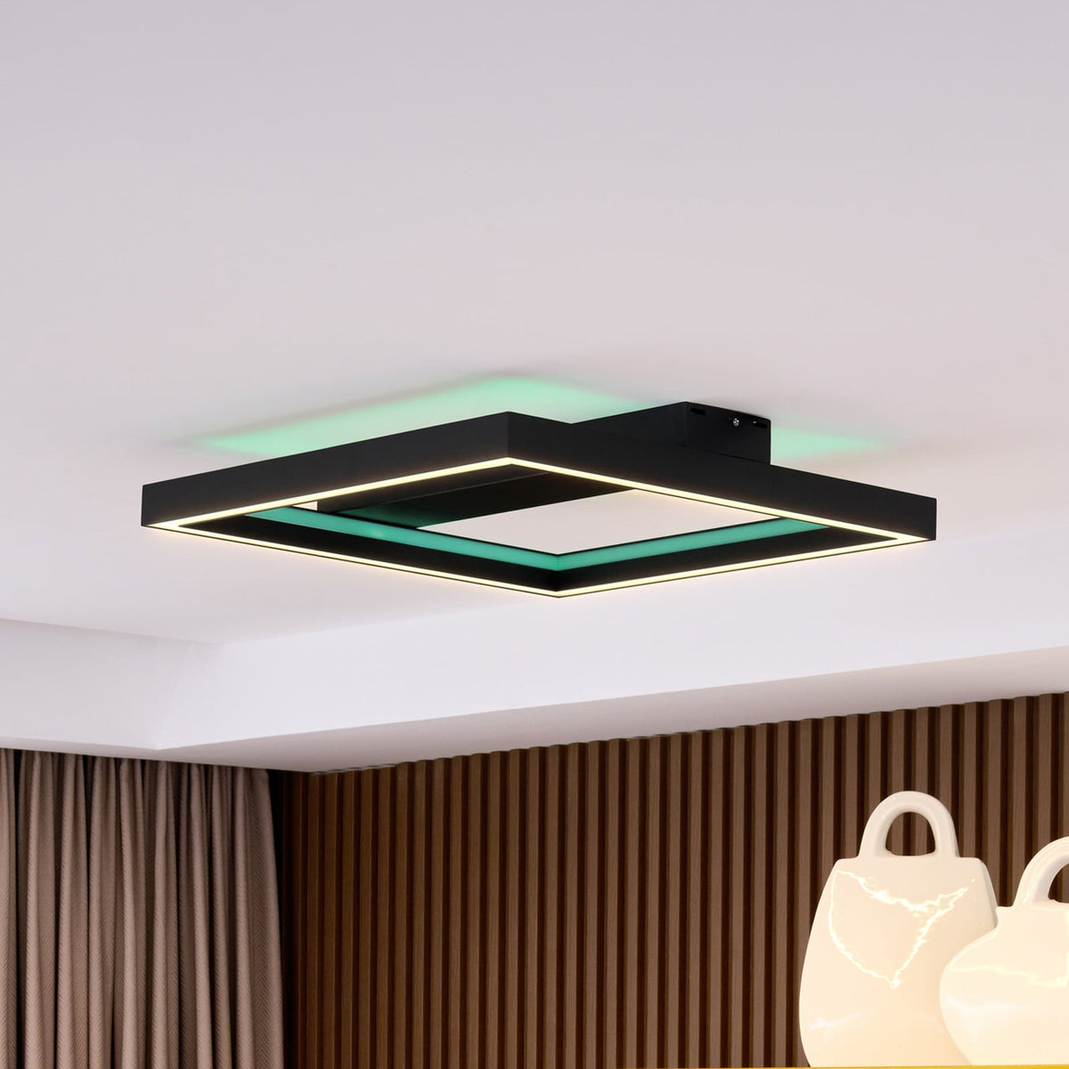 Smart LED taklampe Tjado svart RGBW dimbar 50 cm sett forfra