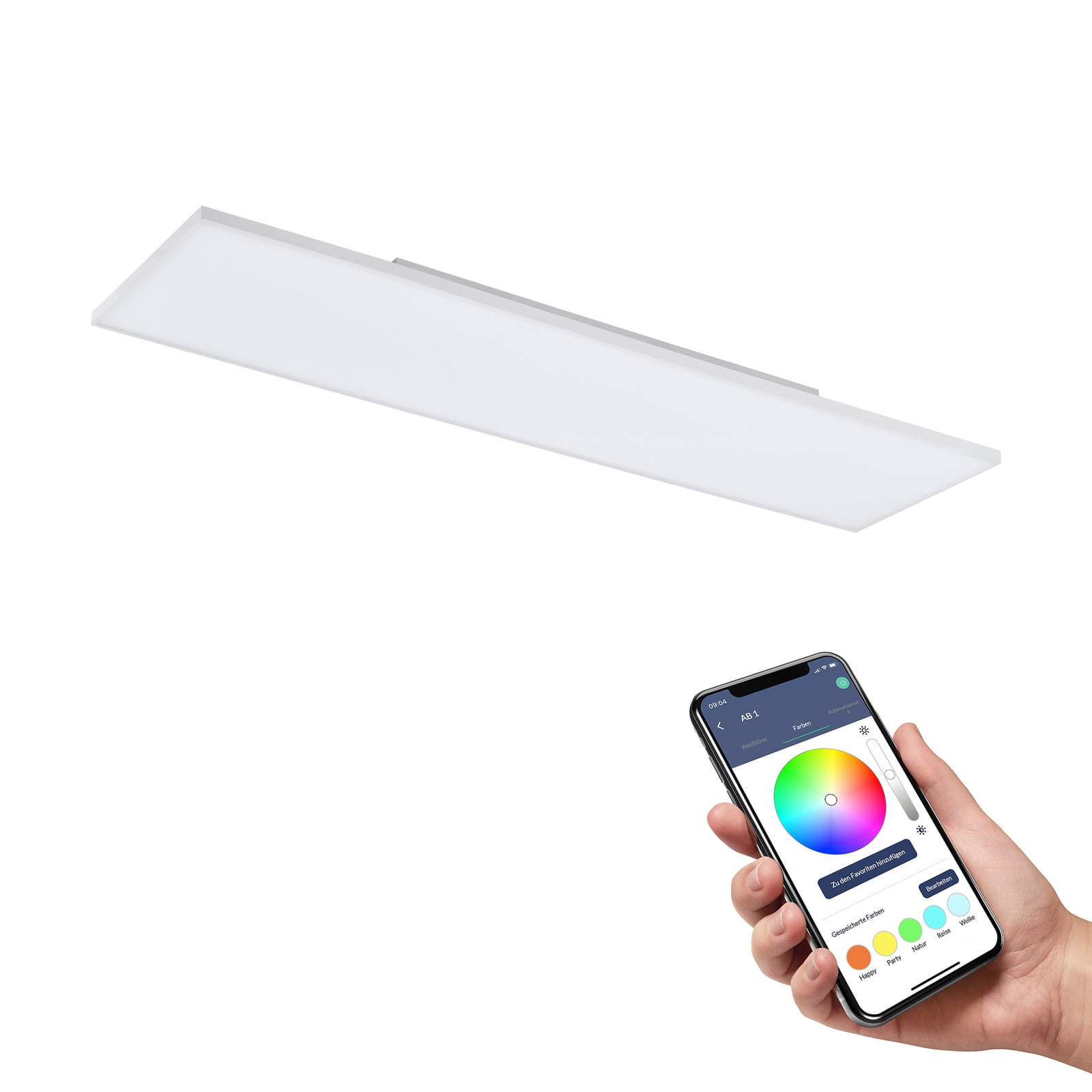 Smart LED-taklampe Turcona-Z 120x30 cm RGB CCT dimbar bakside