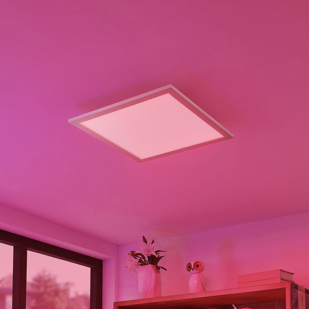 Smart LED takpanel Kjetil 40x40 cm dimbar RGB CCT sølv bakside