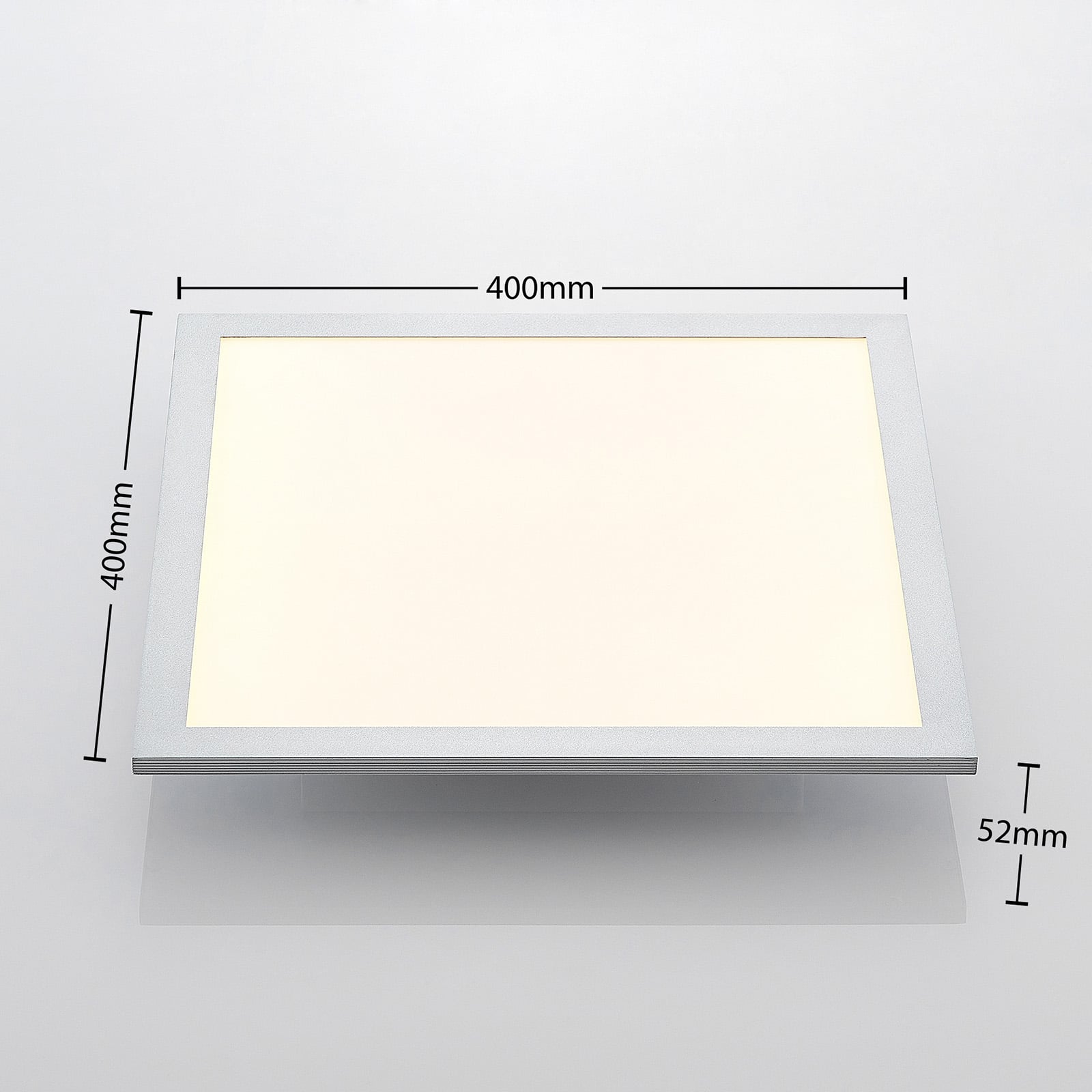 Smart LED takpanel Kjetil 40x40 cm dimbar RGB CCT sølv montert i tak