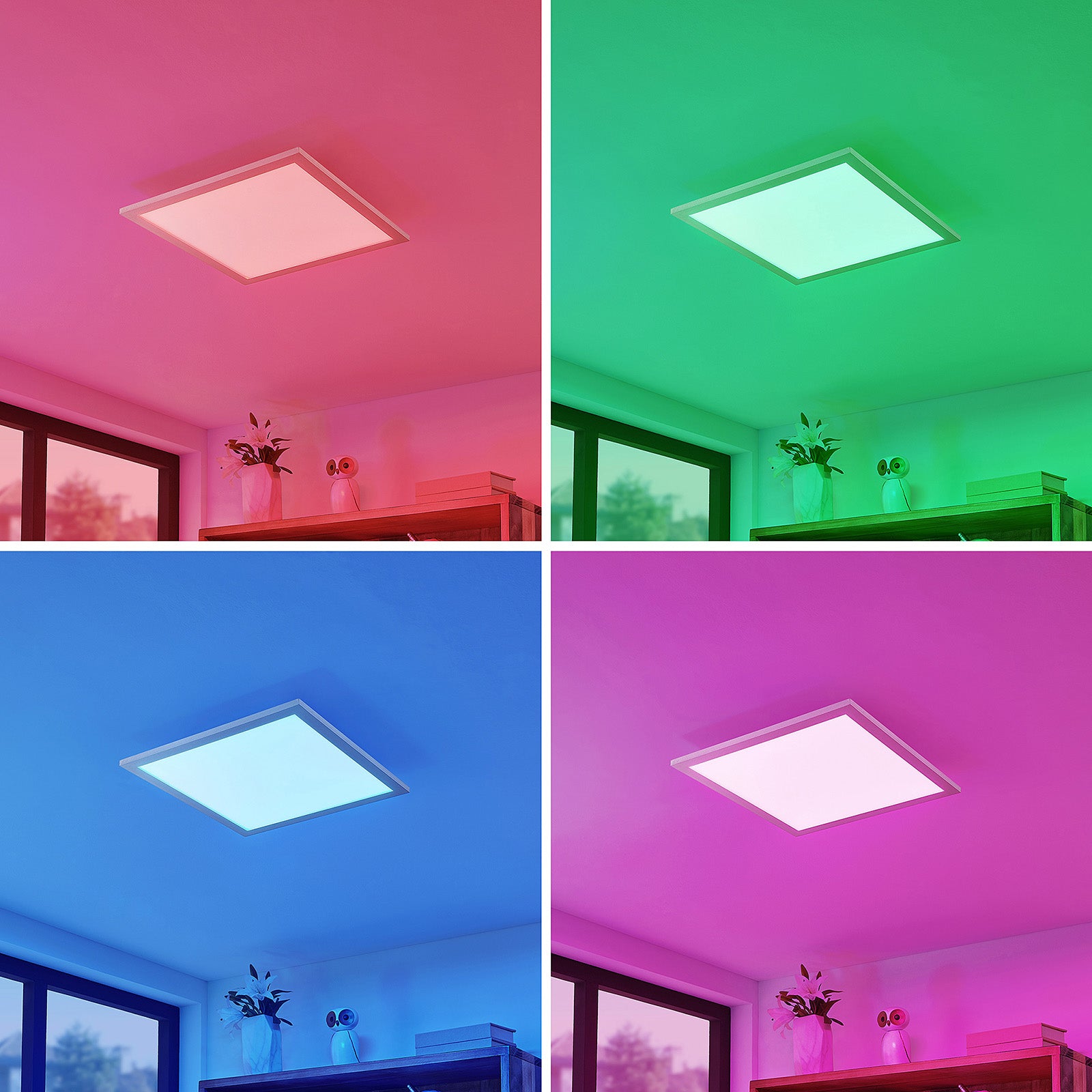 Smart LED takpanel Kjetil 40x40 cm dimbar RGB CCT sølv nærbilde 1