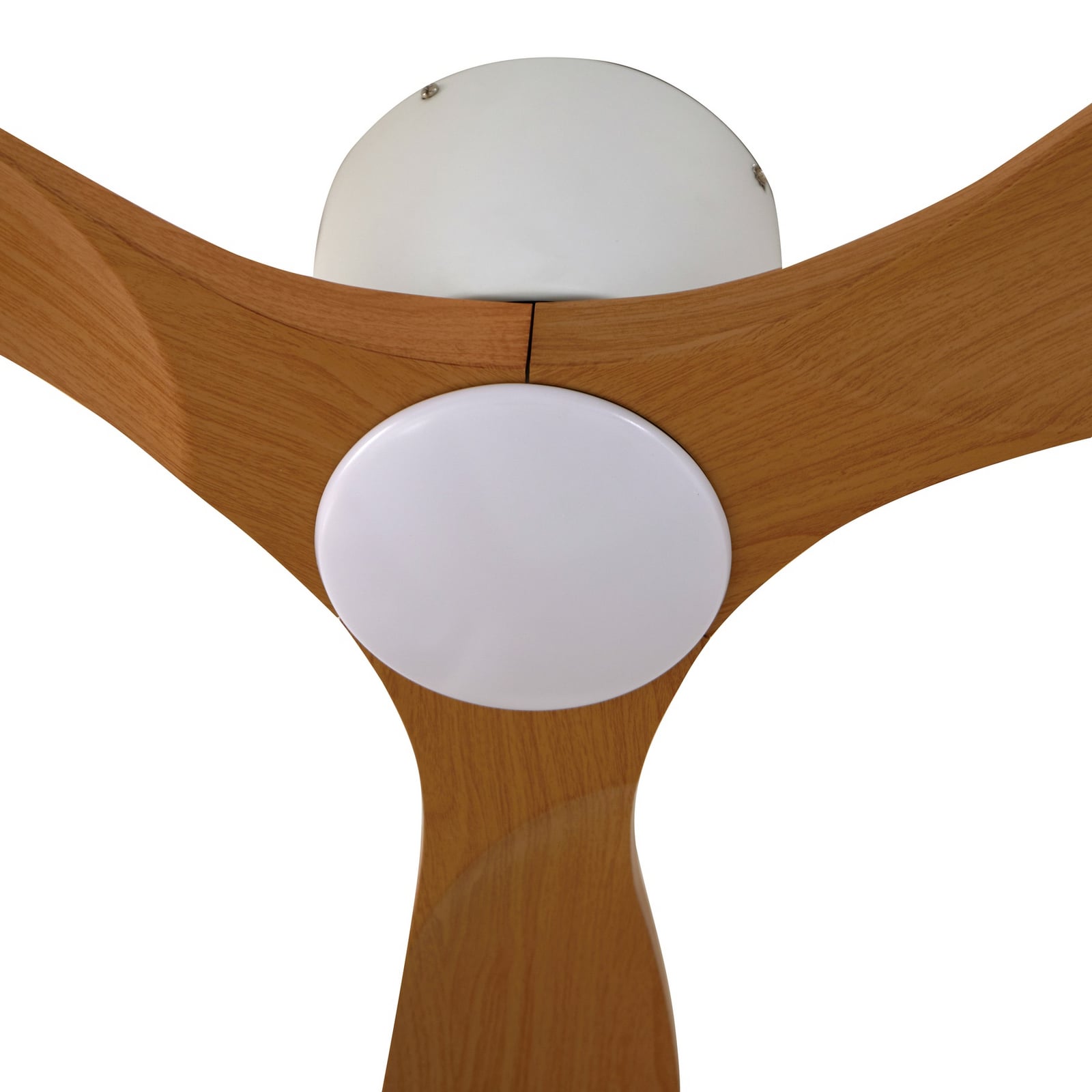 Nærbilde av LED-lys på Smart LED takvifte Moneno dimbar hvit/tre Ø131 cm CCT Tuya
