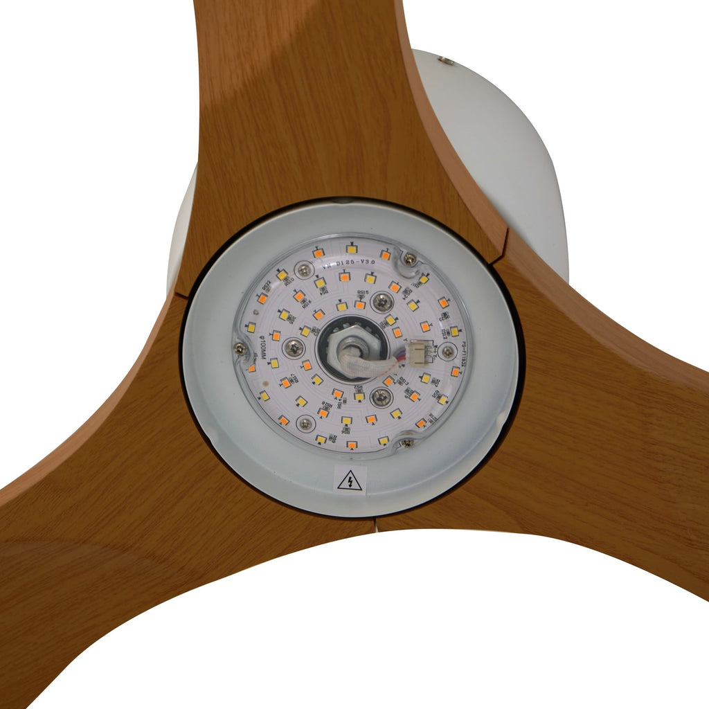 Smart LED takvifte Moneno dimbar hvit/tre Ø131 cm CCT Tuya med lys slått på