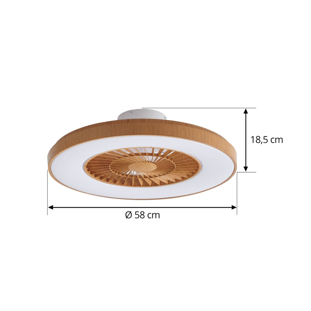 Nærbilde av LED-lys på Smart LED takvifte Teleo CCT Tuya Ø58 cm trefarget