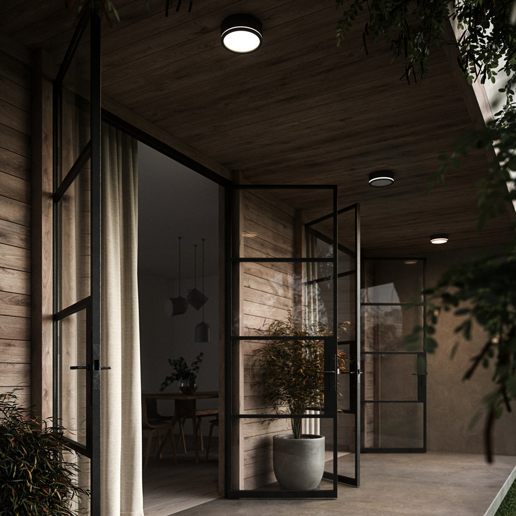 Smart LED utevegglampe Ava dimbar svart Ø20 cm IP54 bakside