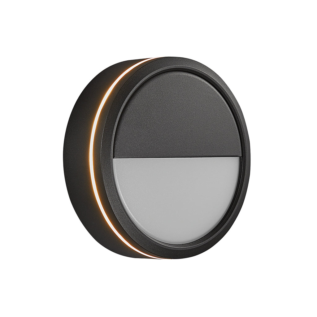 Smart LED utevegglampe Ava dimbar svart Ø20 cm IP54 smart app-styring