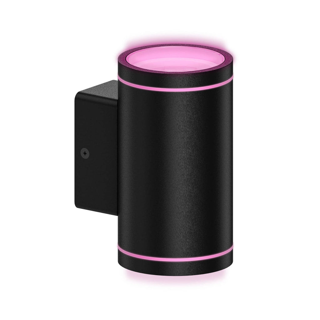 Smart LED utevegglampe opp/ned CCT RGB IP54 svart - Calex forfra