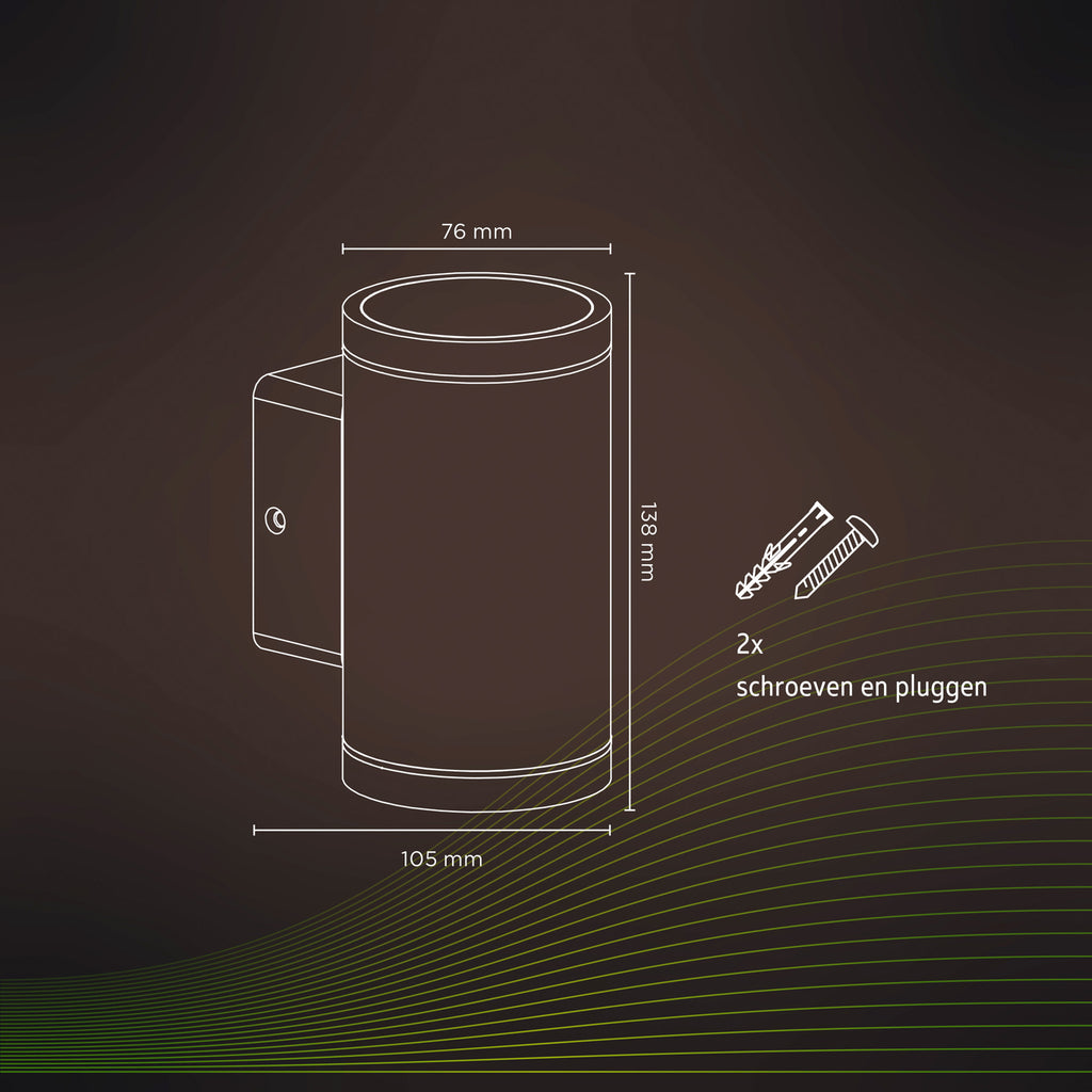Smart LED utevegglampe opp/ned CCT RGB IP54 svart - Calex detalj