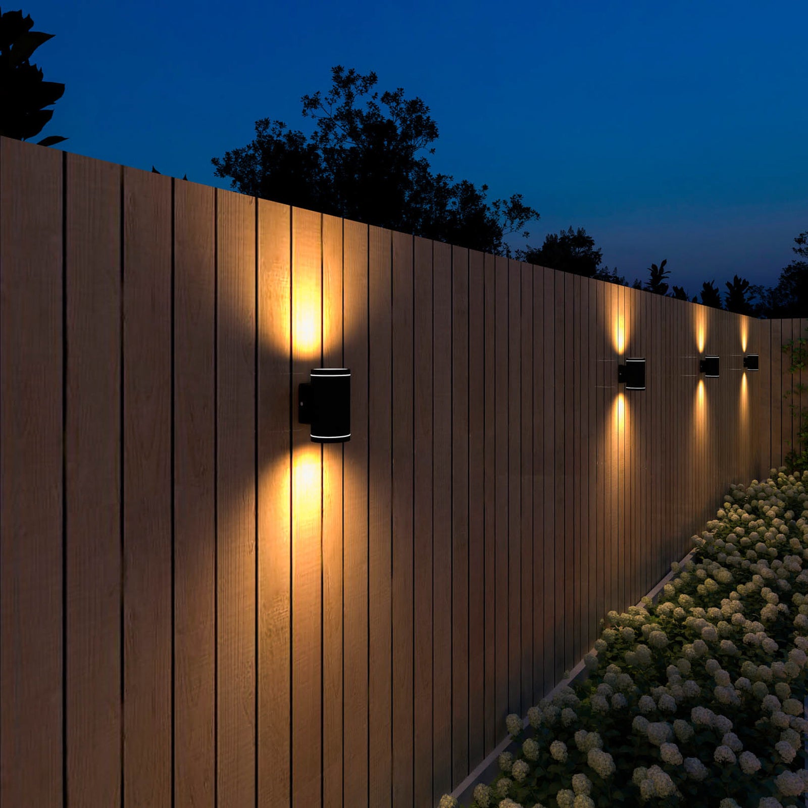 Smart LED utevegglampe opp/ned CCT RGB IP54 svart - Calex nærbilde lyskilde