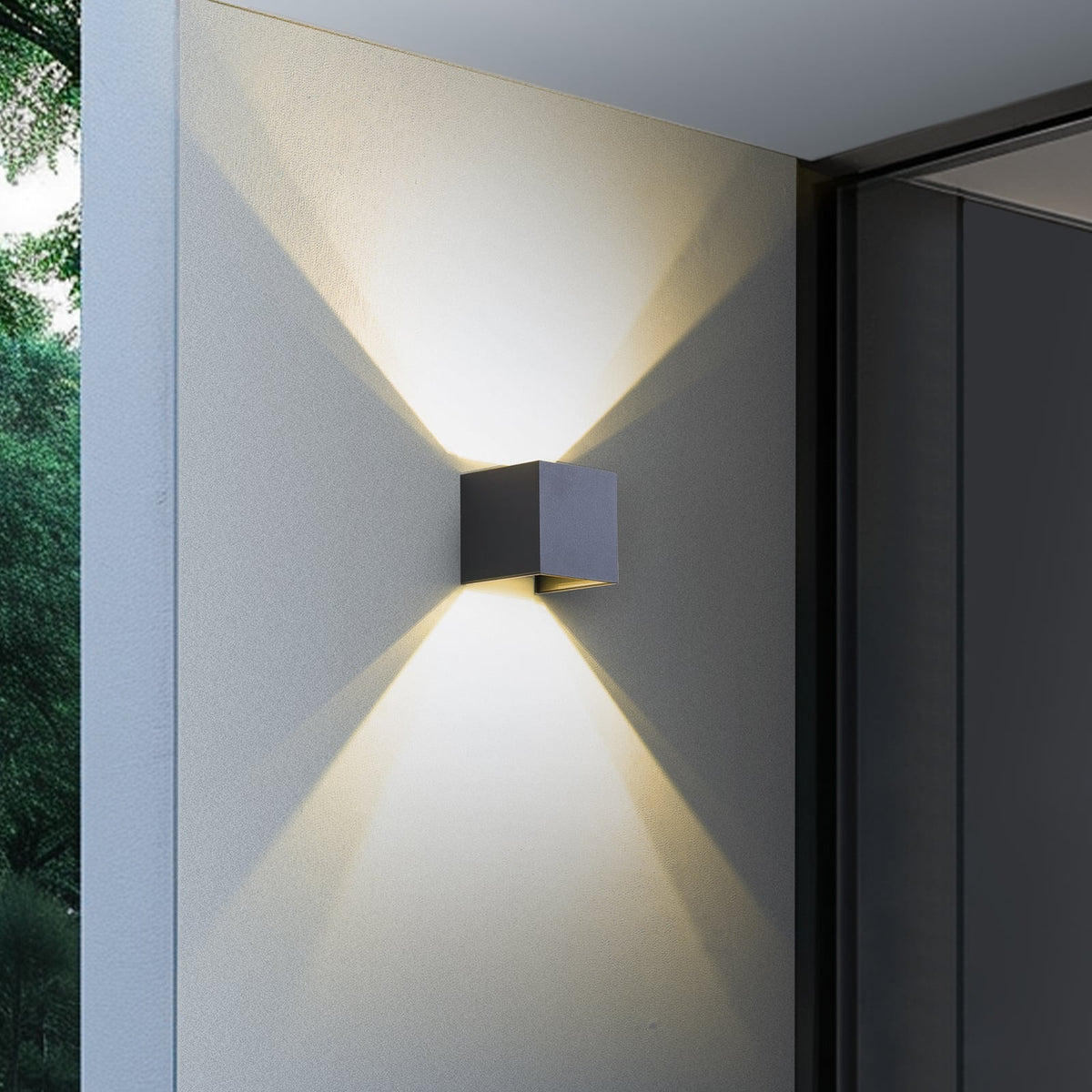 Smart LED utevegglampe Dara dimbar grå CCT RGB IP54 forfra
