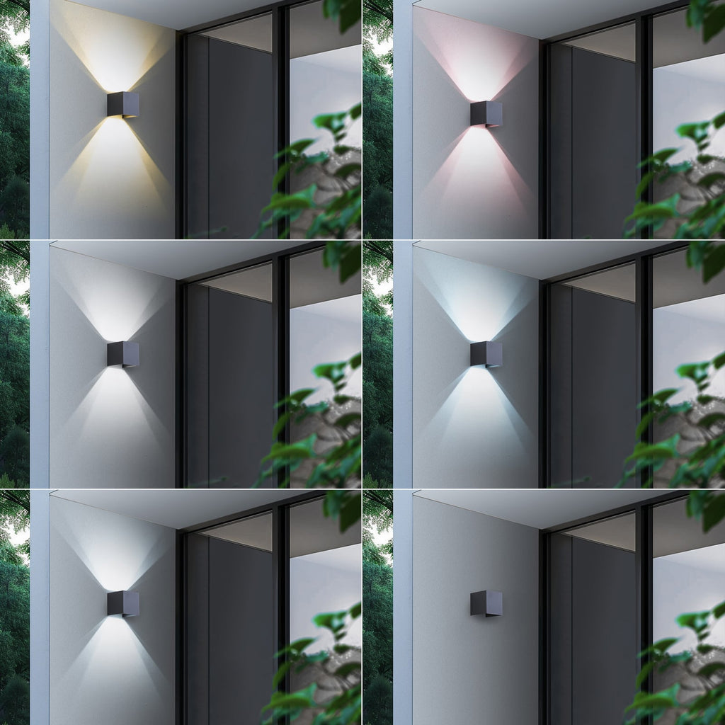 Smart LED utevegglampe Dara dimbar grå CCT RGB IP54 montert på vegg