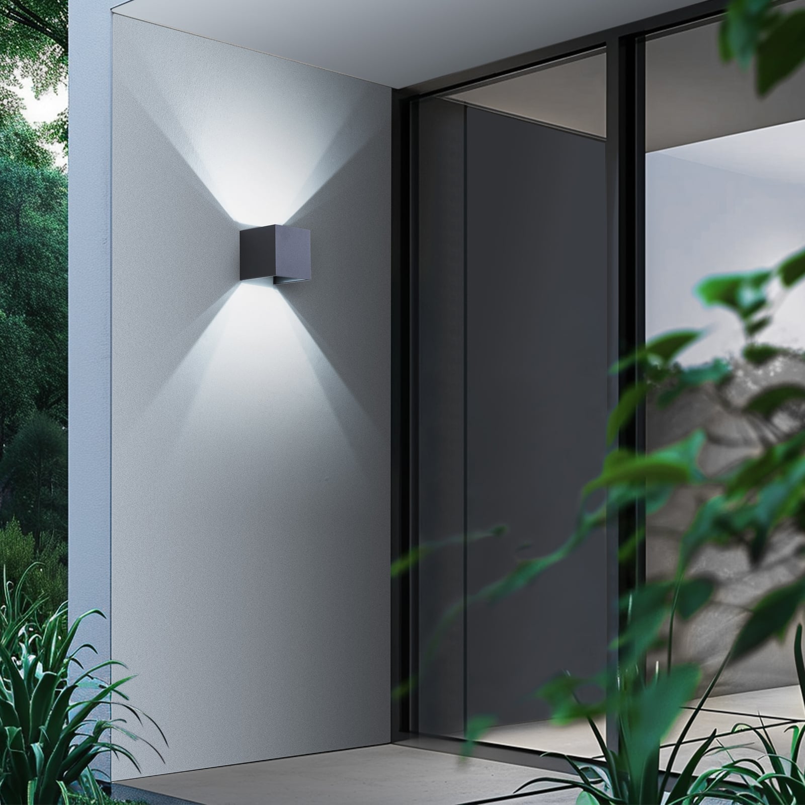 Smart LED utevegglampe Dara dimbar grå CCT RGB IP54 bakside