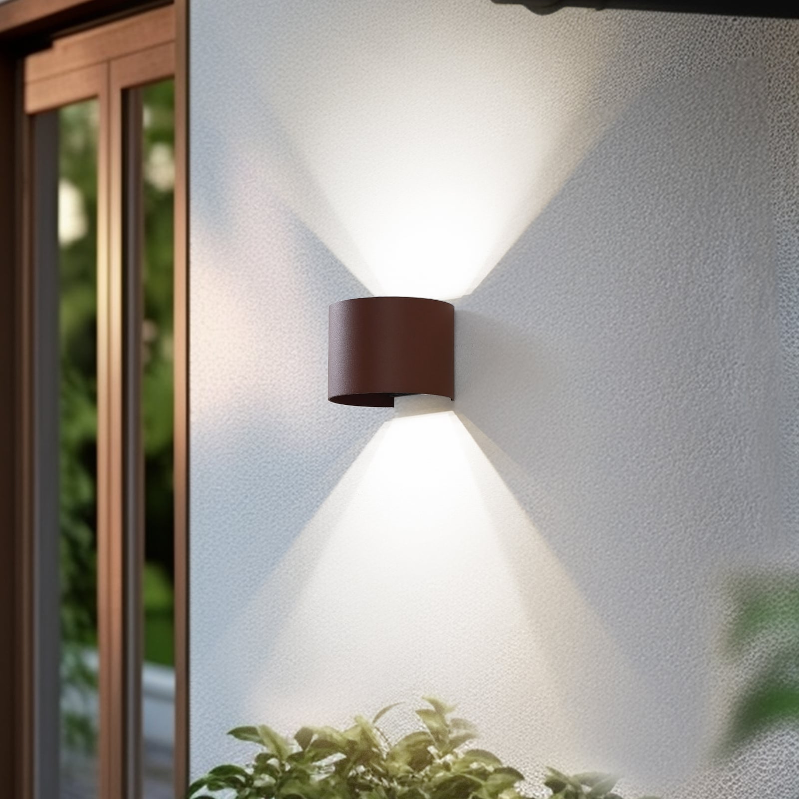 Smart LED utevegglampe Dara rund CCT RGB dimbar IP54 forfra