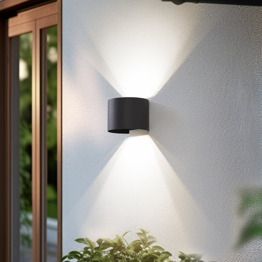 Smart LED utevegglampe Dara rund mørkegrå CCT RGB IP54 forfra